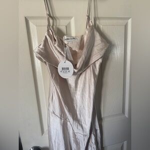 Selfie Leslie Champagne Satin Cowl Dress